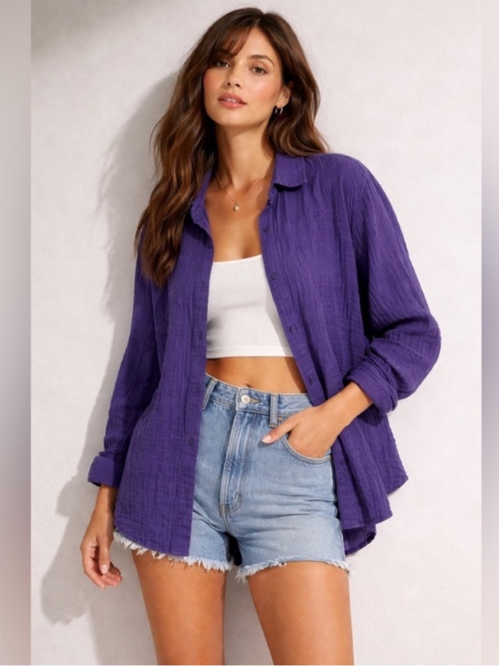 Aritzia Wilfred Free Organic Cotton Sail Button Front Shirt